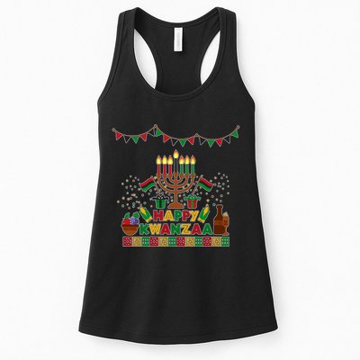 Happy Kwanzaa Traditional Colors Kinara Candles Womens Tank Top