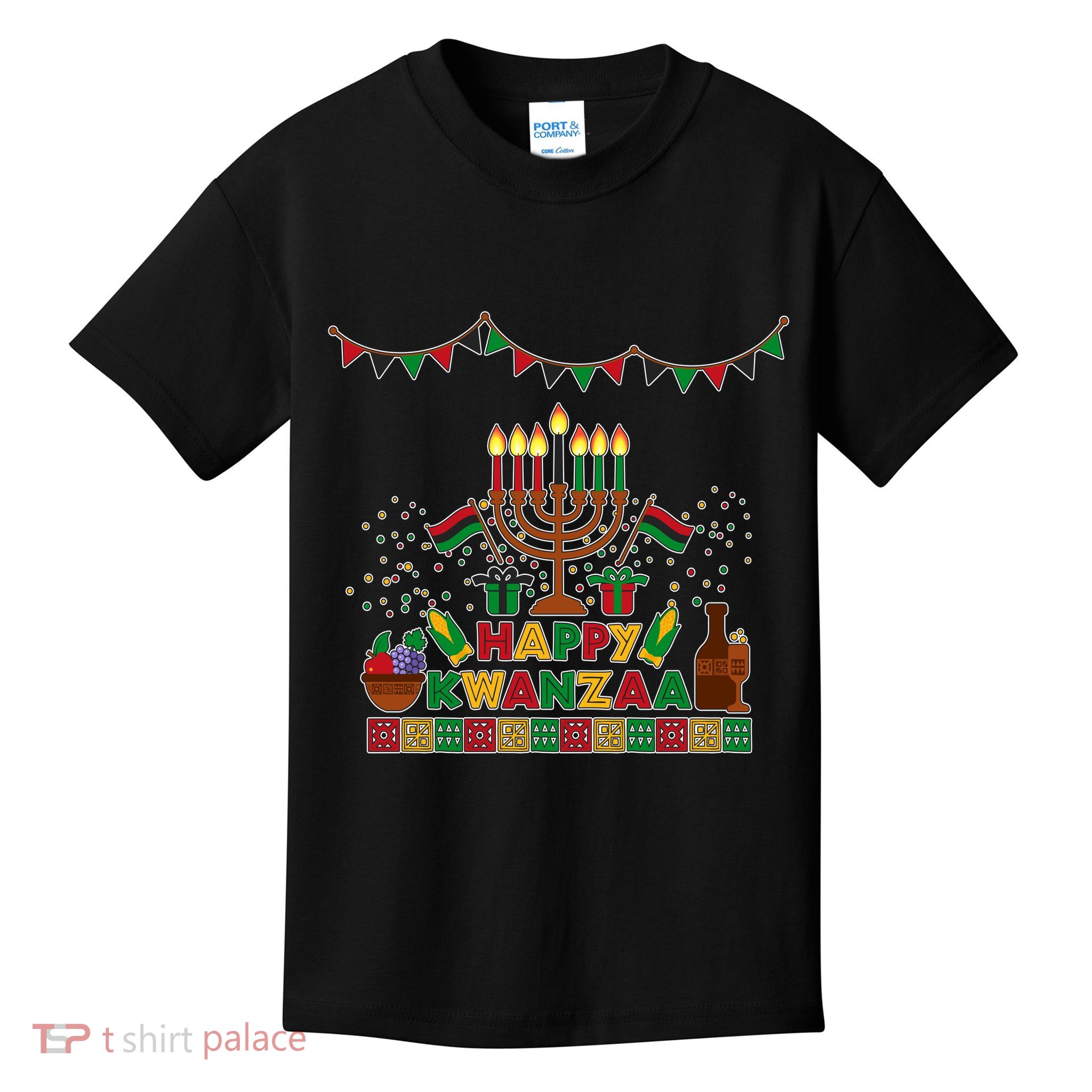 Happy Kwanzaa Traditional Colors Kinara Candles Kids T-Shirt