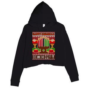 Happy Kwanzaa Ugly Sweater Crop Fleece Hoodie