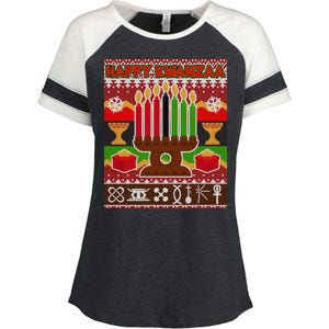 Happy Kwanzaa Ugly Sweater Enza Ladies Jersey Colorblock Tee