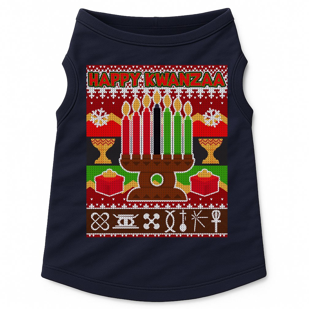 Happy Kwanzaa Ugly Sweater Doggie Tank