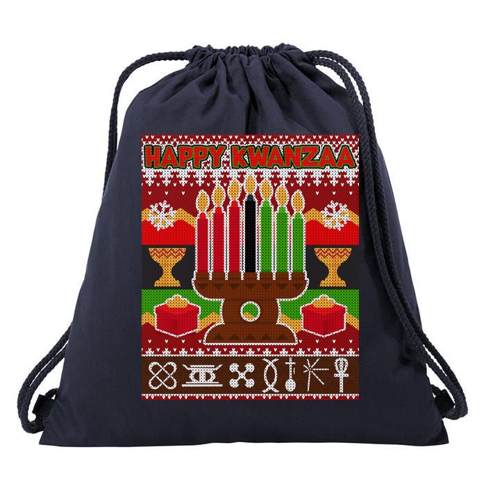 Happy Kwanzaa Ugly Sweater Drawstring Bag