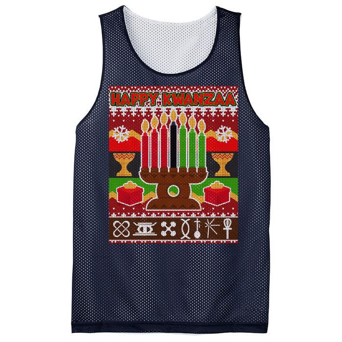 Happy Kwanzaa Ugly Sweater Mesh Reversible Basketball Jersey Tank