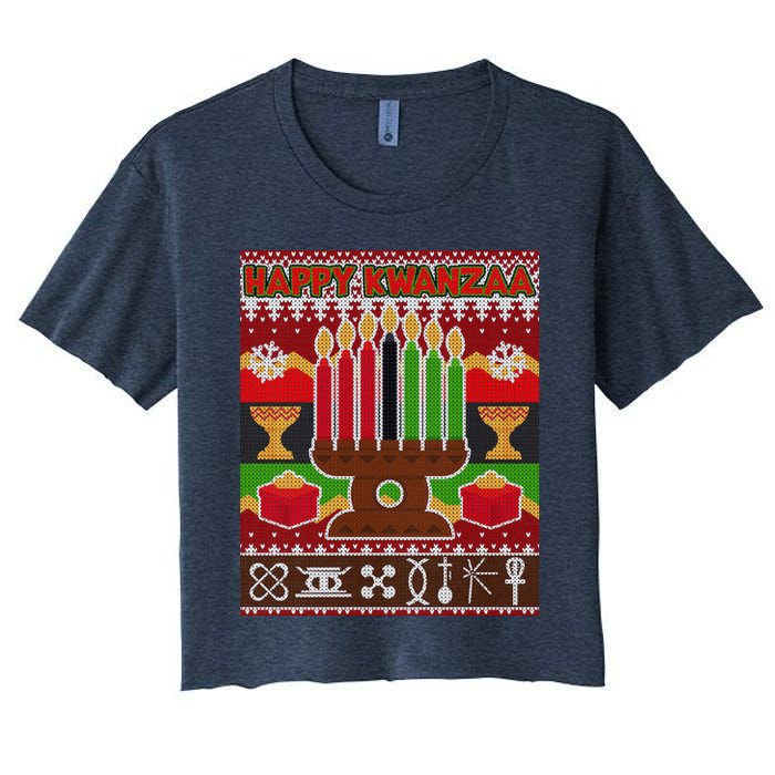 Happy Kwanzaa Ugly Sweater Women's Crop Top Tee