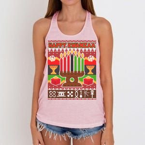 Happy Kwanzaa Ugly Sweater Women's Knotted Racerback Tank