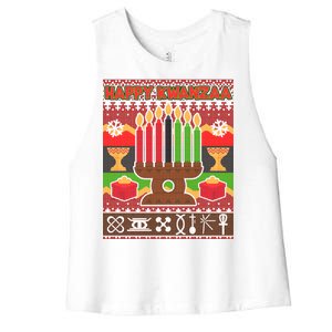 Happy Kwanzaa Ugly Sweater Women's Racerback Cropped Tank