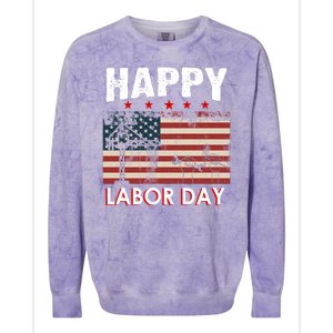 Happy Labor Day American Workers Flag Colorblast Crewneck Sweatshirt