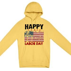 Happy Labor Day American Workers Flag Premium Pullover Hoodie