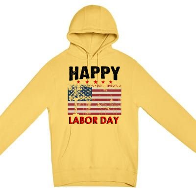 Happy Labor Day American Workers Flag Premium Pullover Hoodie