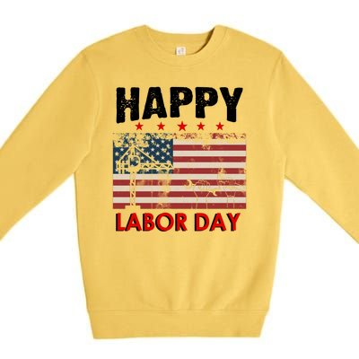 Happy Labor Day American Workers Flag Premium Crewneck Sweatshirt