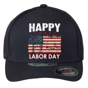 Happy Labor Day American Workers Flag Flexfit Unipanel Trucker Cap