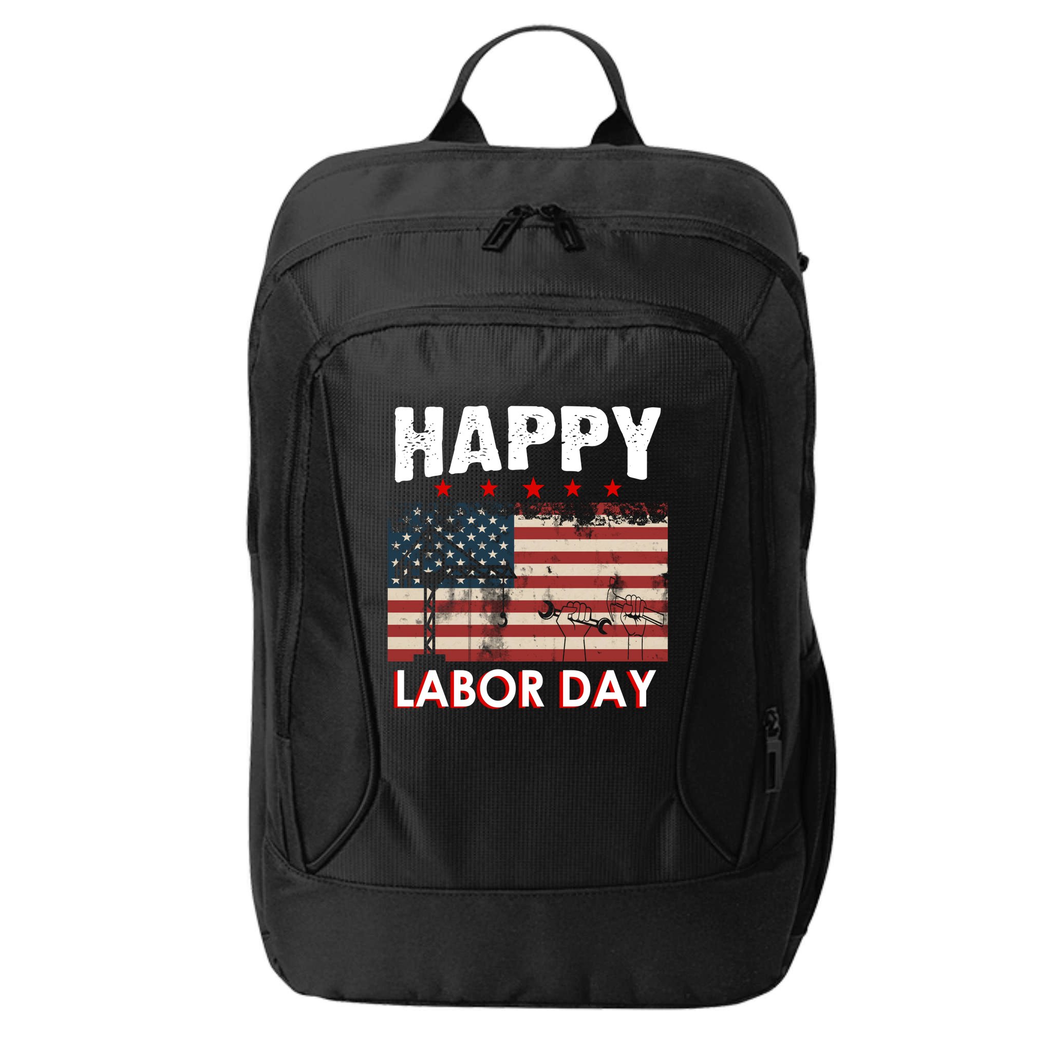 Happy Labor Day American Workers Flag City Backpack