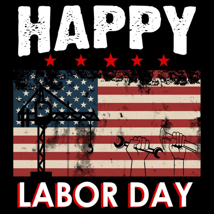 Happy Labor Day American Workers Flag Cropped Pullover Crew