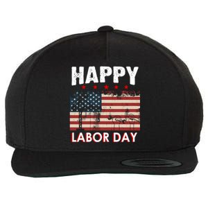 Happy Labor Day American Workers Flag Wool Snapback Cap