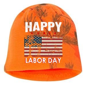 Happy Labor Day American Workers Flag Kati - Camo Knit Beanie