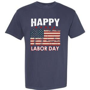 Happy Labor Day American Workers Flag Garment-Dyed Heavyweight T-Shirt