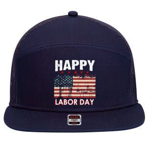 Happy Labor Day American Workers Flag 7 Panel Mesh Trucker Snapback Hat