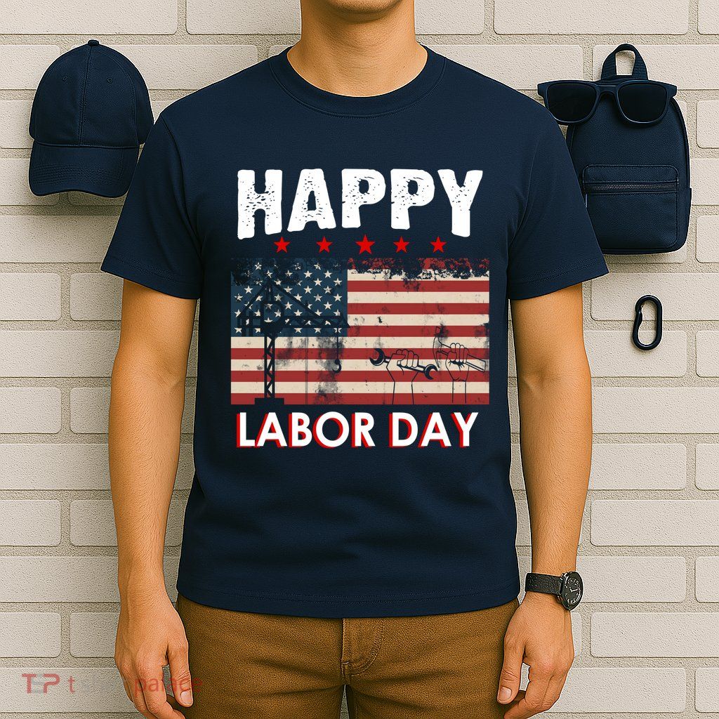 Happy Labor Day American Workers Flag T-Shirt