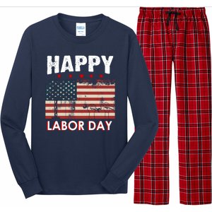 Happy Labor Day American Workers Flag Long Sleeve Pajama Set