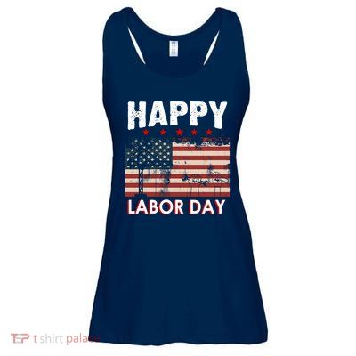 Happy Labor Day American Workers Flag Ladies Essential Flowy Tank