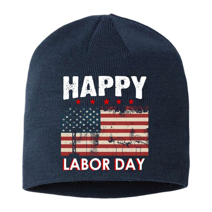 Happy Labor Day American Workers Flag Sustainable Beanie