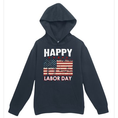 Happy Labor Day American Workers Flag Urban Pullover Hoodie