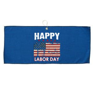 Happy Labor Day American Workers Flag Large Microfiber Waffle Golf Towel