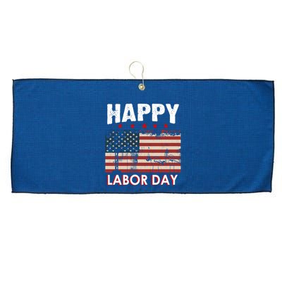 Happy Labor Day American Workers Flag Large Microfiber Waffle Golf Towel