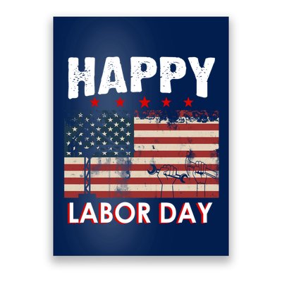 Happy Labor Day American Workers Flag Poster