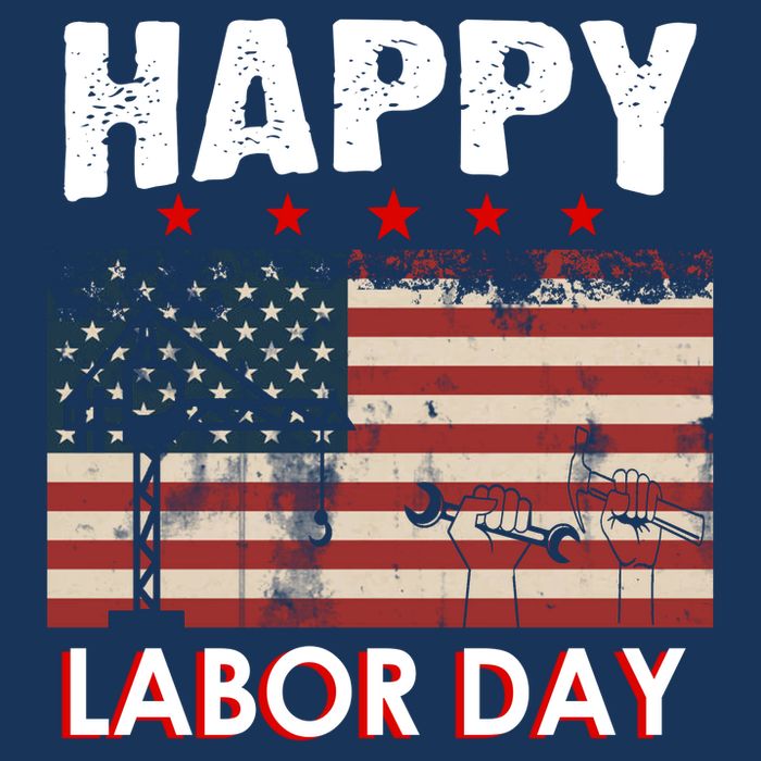 Happy Labor Day American Workers Flag Poster