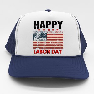 Happy Labor Day American Workers Flag Trucker Hat