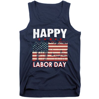 Happy Labor Day American Workers Flag Tank Top