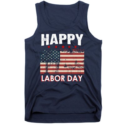 Happy Labor Day American Workers Flag Tank Top