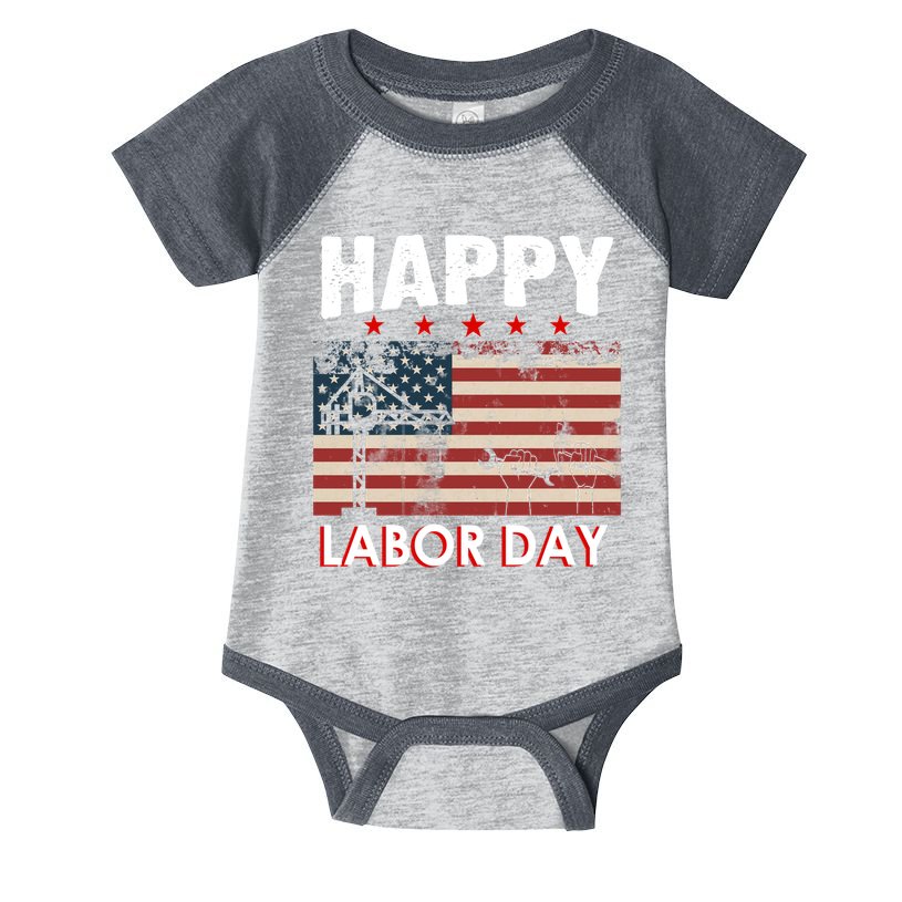 Happy Labor Day American Workers Flag Infant Baby Jersey Bodysuit