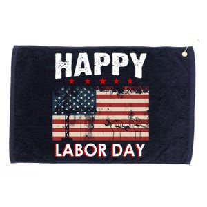 Happy Labor Day American Workers Flag Grommeted Golf Towel