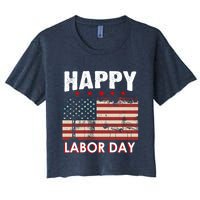 Happy Labor Day American Workers Flag Women's Crop Top Tee