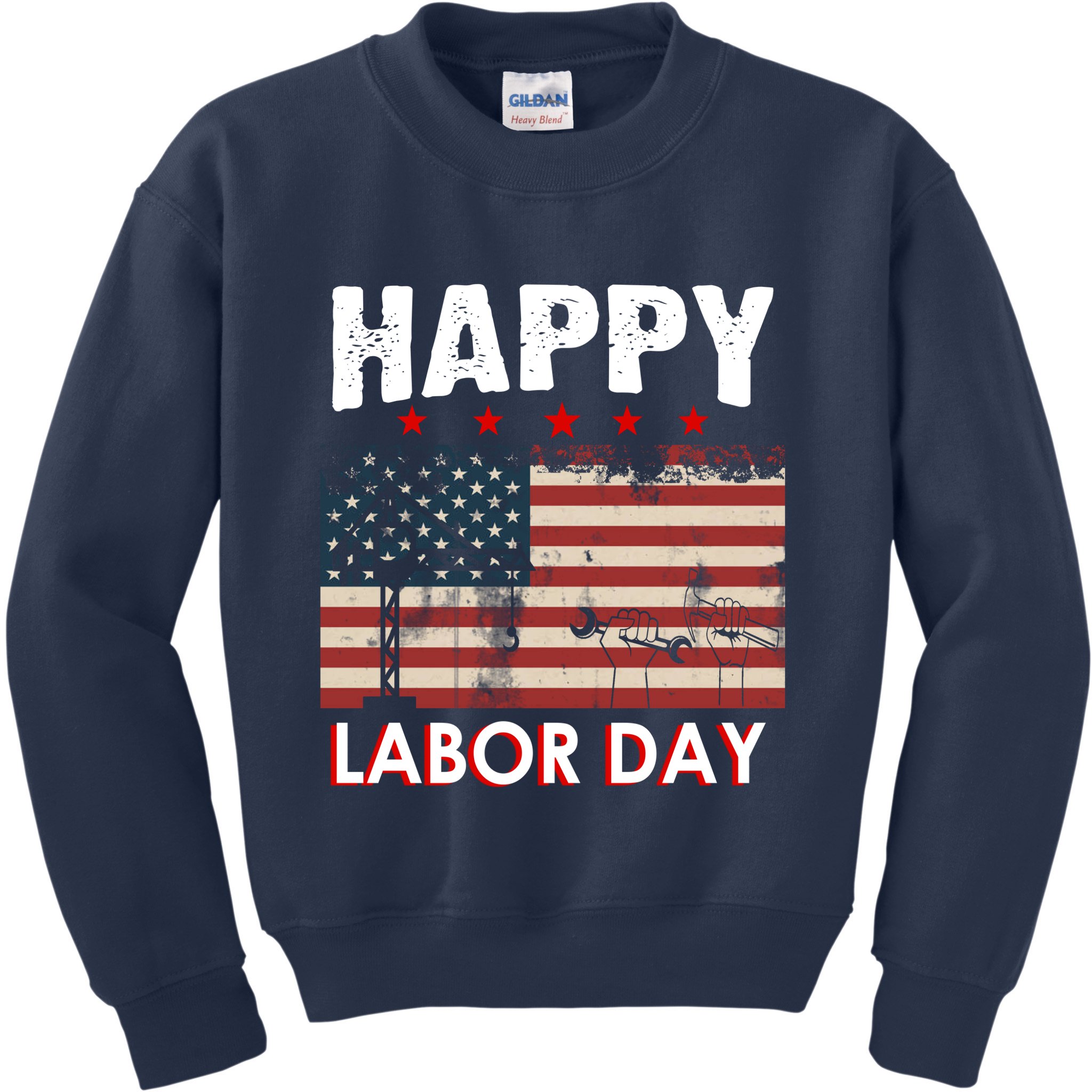 Happy Labor Day American Workers Flag Kids Sweatshirt