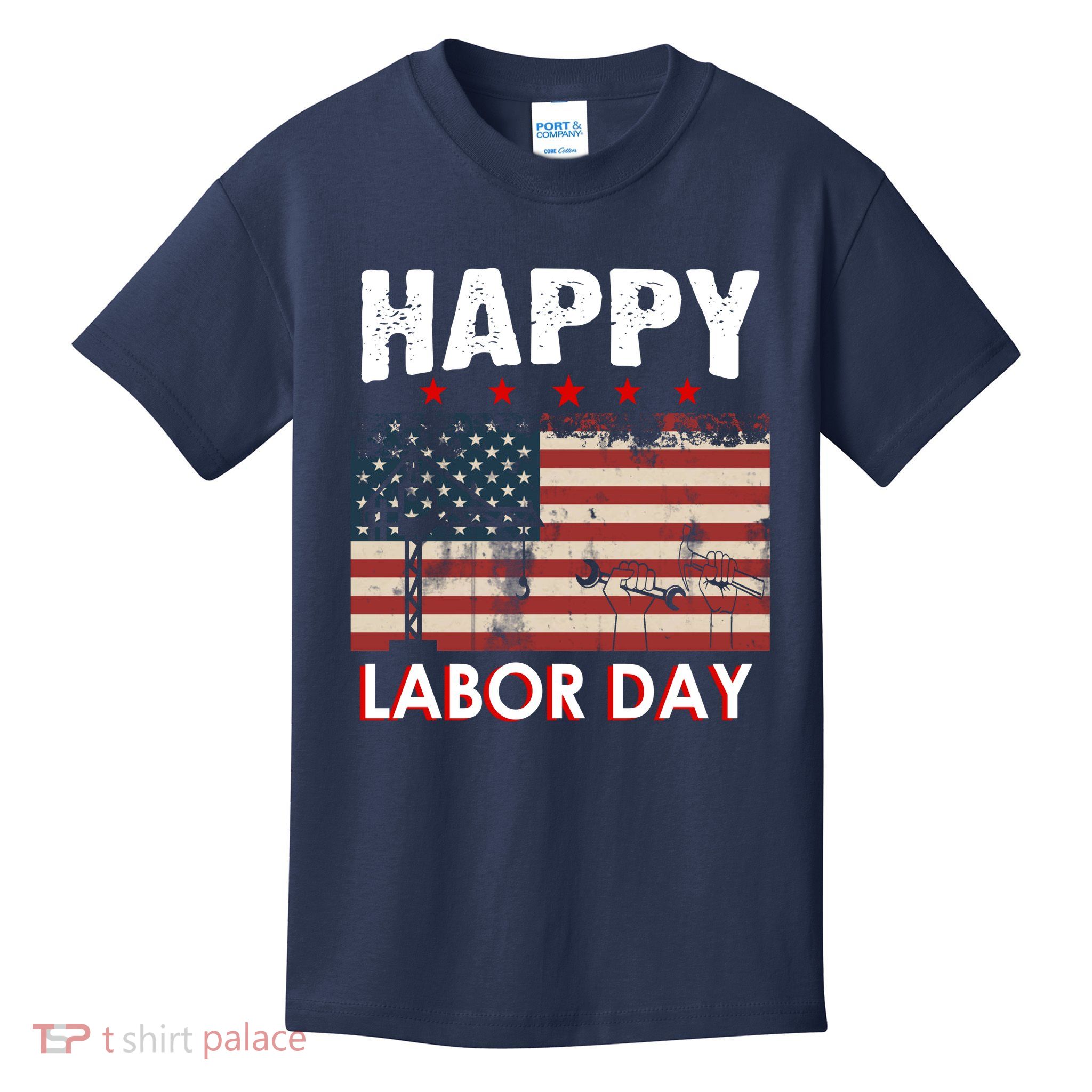 Happy Labor Day American Workers Flag Kids T-Shirt