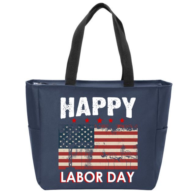 Happy Labor Day American Workers Flag Zip Tote Bag