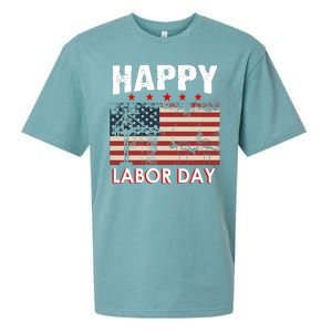 Happy Labor Day American Workers Flag Sueded Cloud Jersey T-Shirt