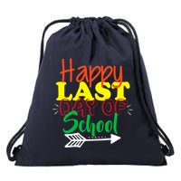 Happy Last Day of School Arrow Drawstring Bag