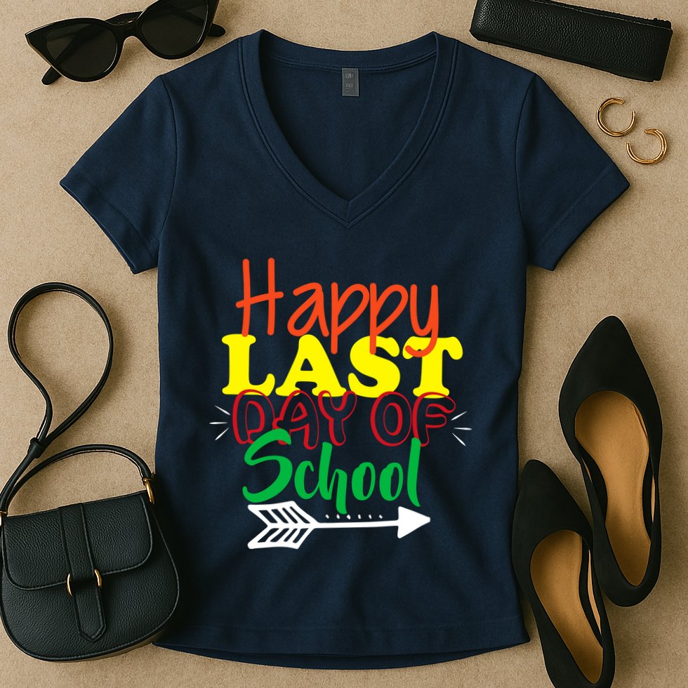 Happy Last Day of School Arrow Women's V-Neck T-Shirt