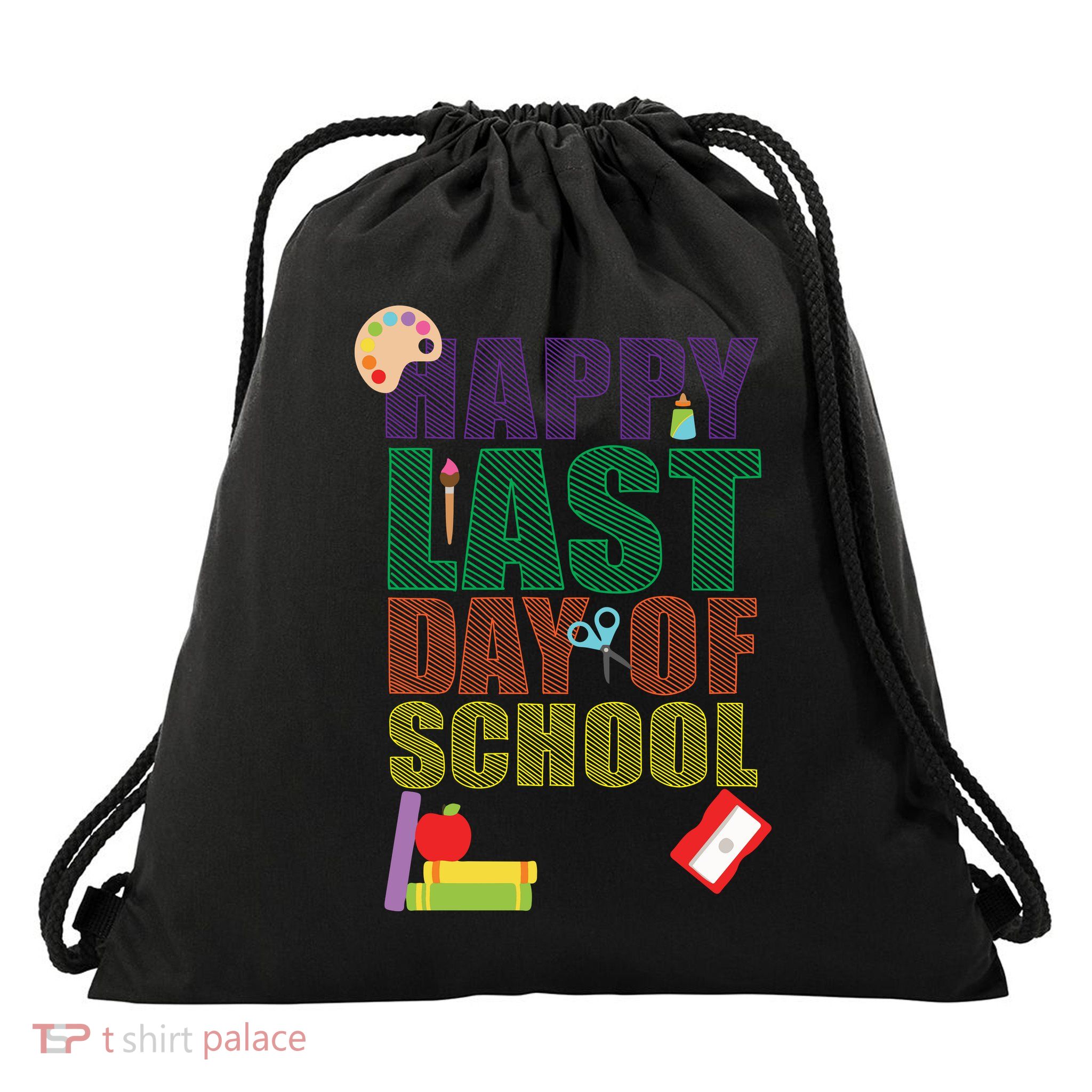 Happy Last Day of School Arts and Crafts Drawstring Bag