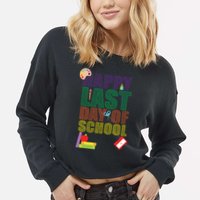 Happy Last Day of School Arts and Crafts Cropped Pullover Crew