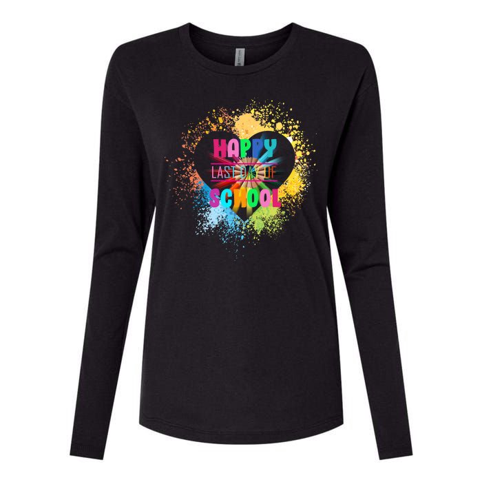 Happy Last Day Of School Colors Of Heart Womens Cotton Relaxed Long Sleeve T-Shirt