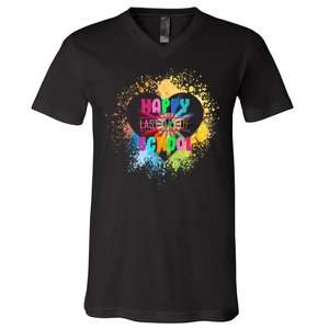 Happy Last Day Of School Colors Of Heart V-Neck T-Shirt