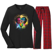 Happy Last Day Of School Colors Of Heart Women's Long Sleeve Flannel Pajama Set 