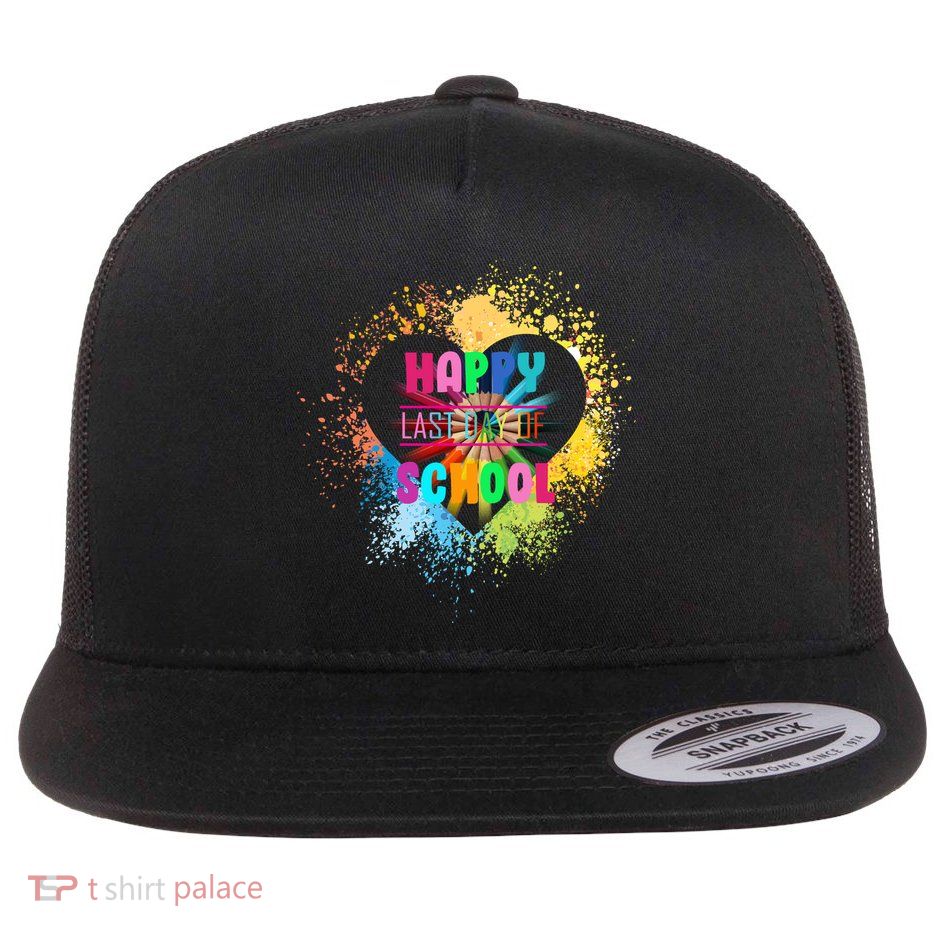 Happy Last Day Of School Colors Of Heart Flatbill Hat
