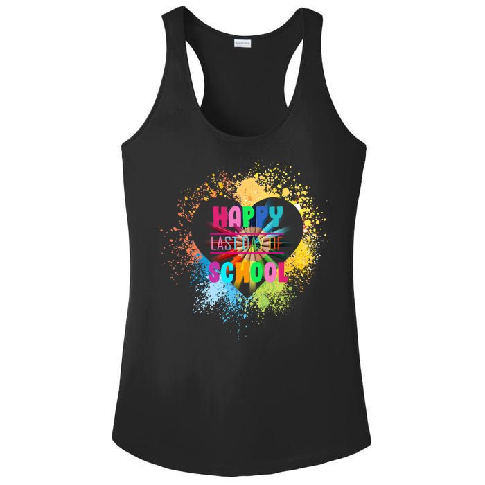 Happy Last Day Of School Colors Of Heart Ladies PosiCharge Competitor Racerback Tank