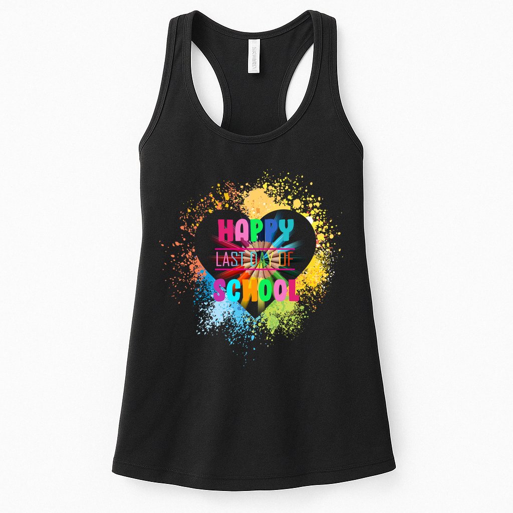 Happy Last Day Of School Colors Of Heart Womens Tank Top